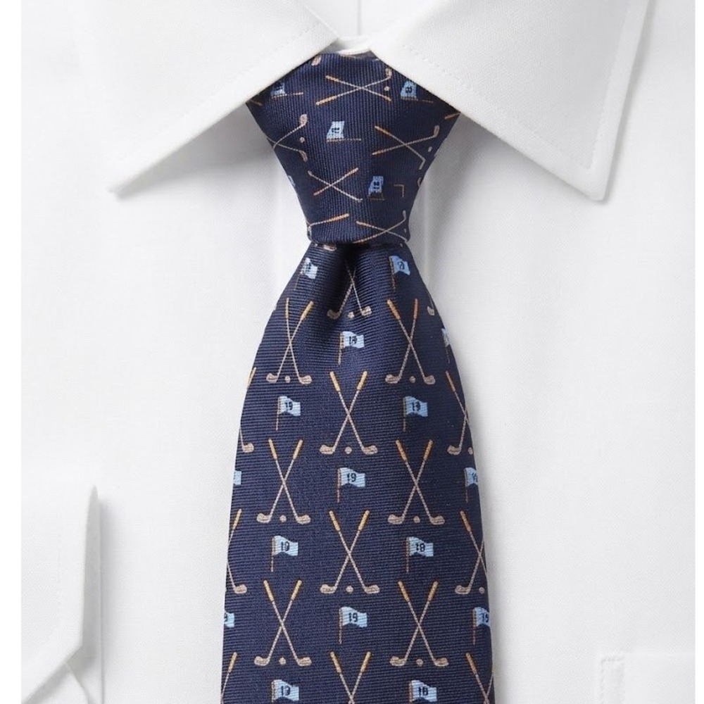 NEW Altea Milano Mens Blue Silk Golf Clubs Flags Necktie Italy 3.5 x 56 - CJ